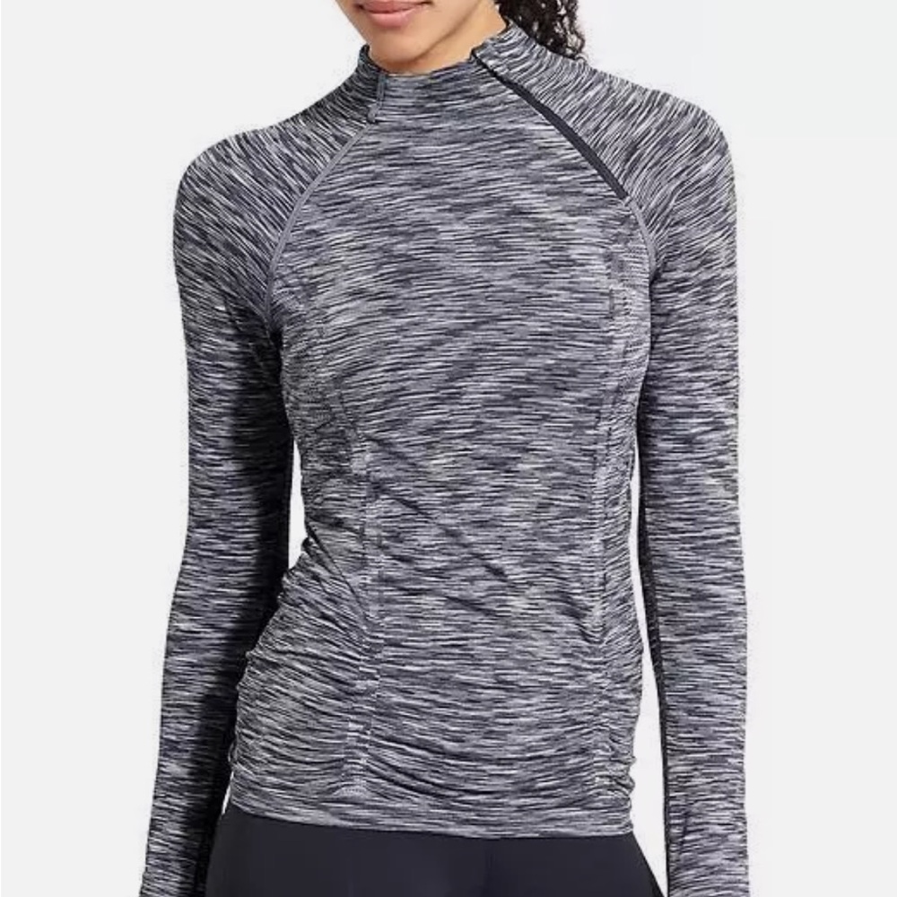 Athleta Fastest Track Asymmetrical Quarter Zip Cobblestone